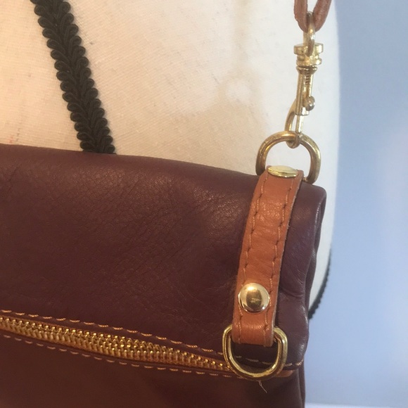 Crossbody Bag Maroon Leather Foldover Made in Italy. - Picture 5 of 8